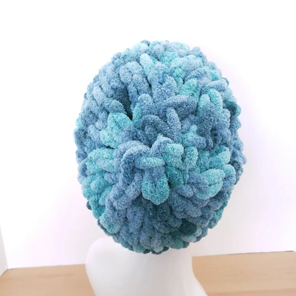 Women's New Handmade Cute Thick Crochet Blue Soft Beanie One Size